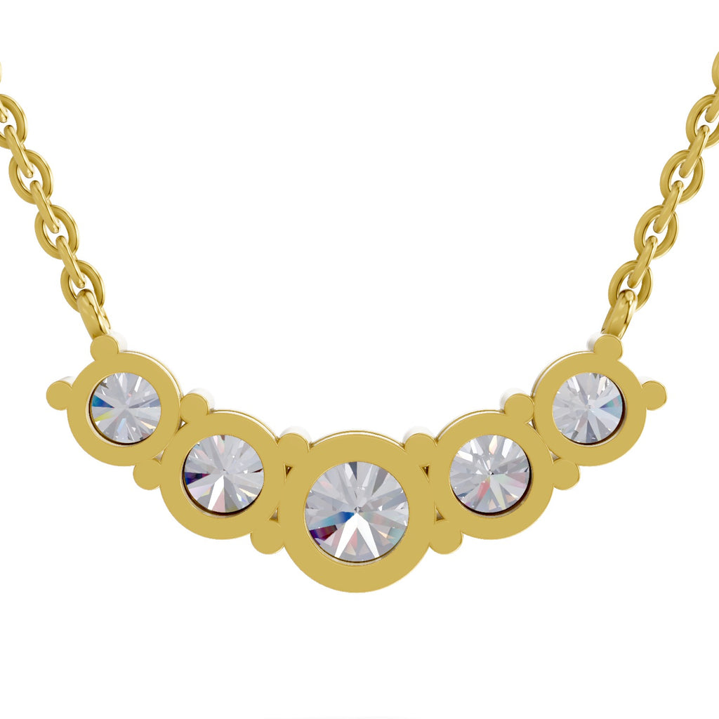 2.80 Carat Graduated Curved Diamond Necklace 14K