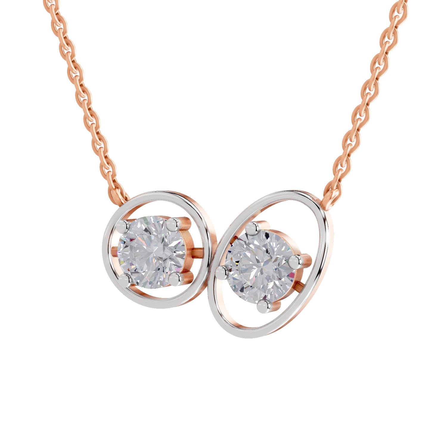 2.5 Carat Eternal Duo Diamond Pendant Necklace 14K - Rose Gold