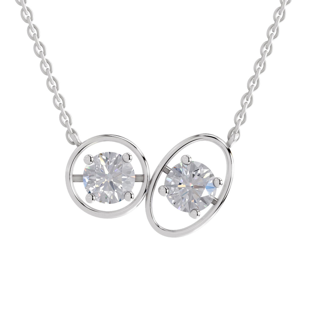 2.5 Carat Eternal Duo Diamond Pendant Necklace 14K - White Gold