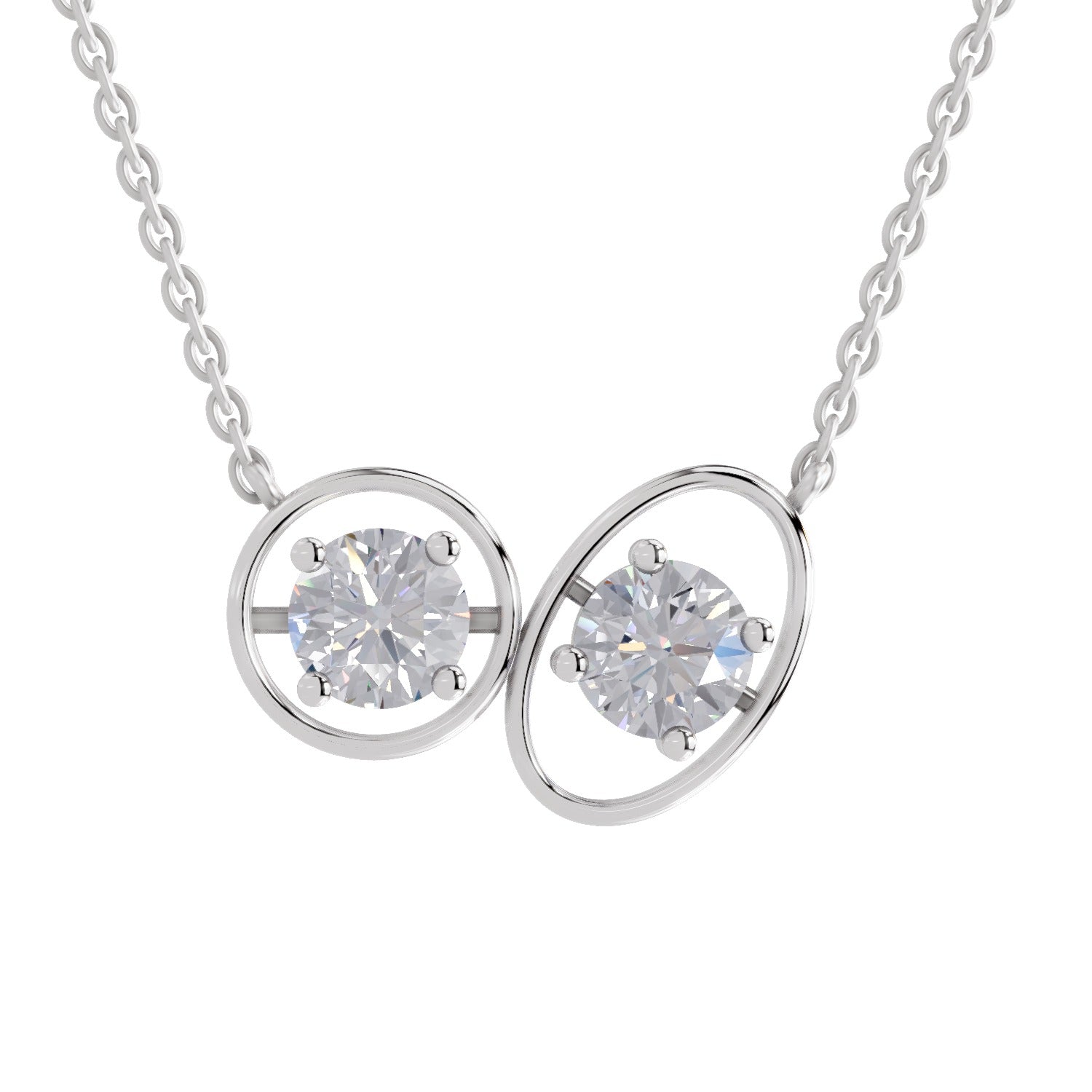 2.5 Carat Eternal Duo Diamond Pendant Necklace 14K - White Gold