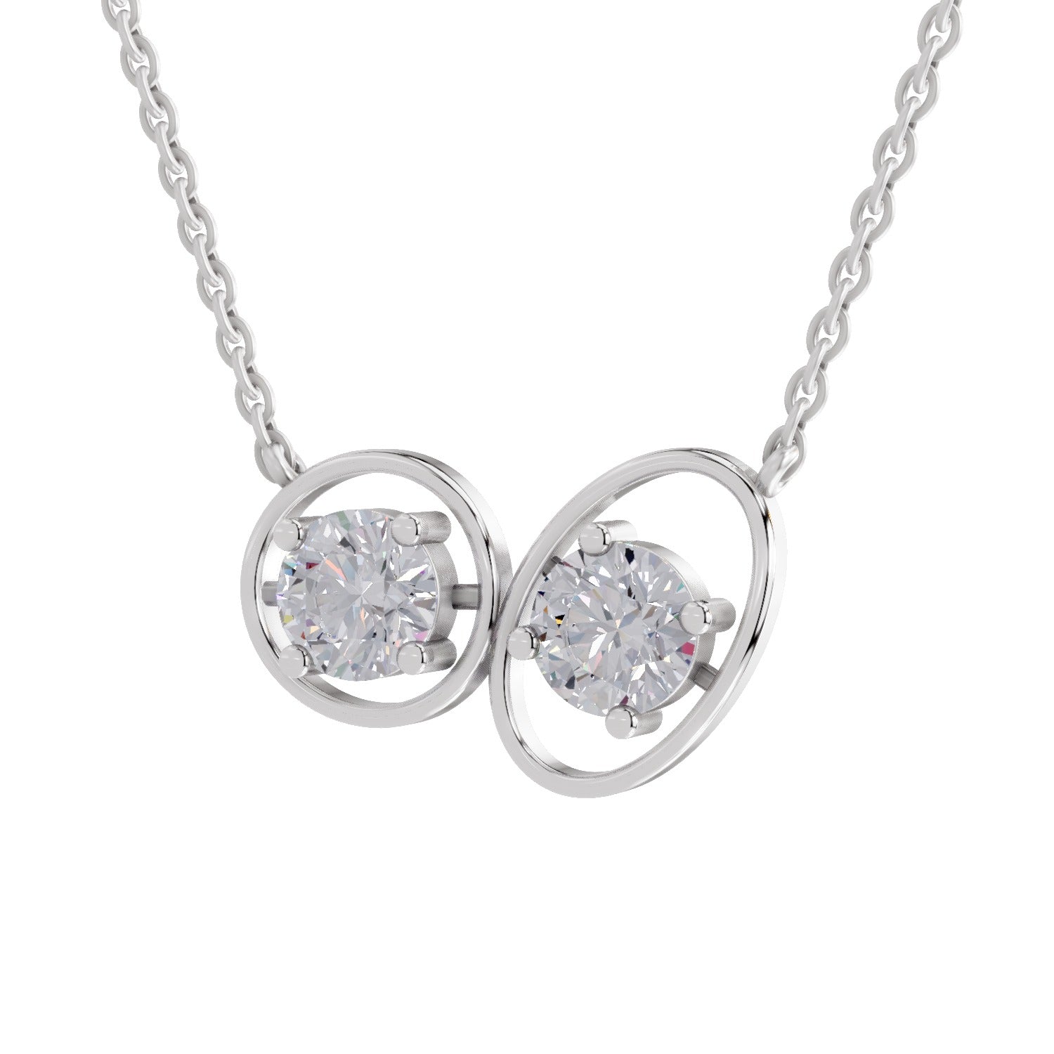 2.5 Carat Eternal Duo Diamond Pendant Necklace 14K - White Gold