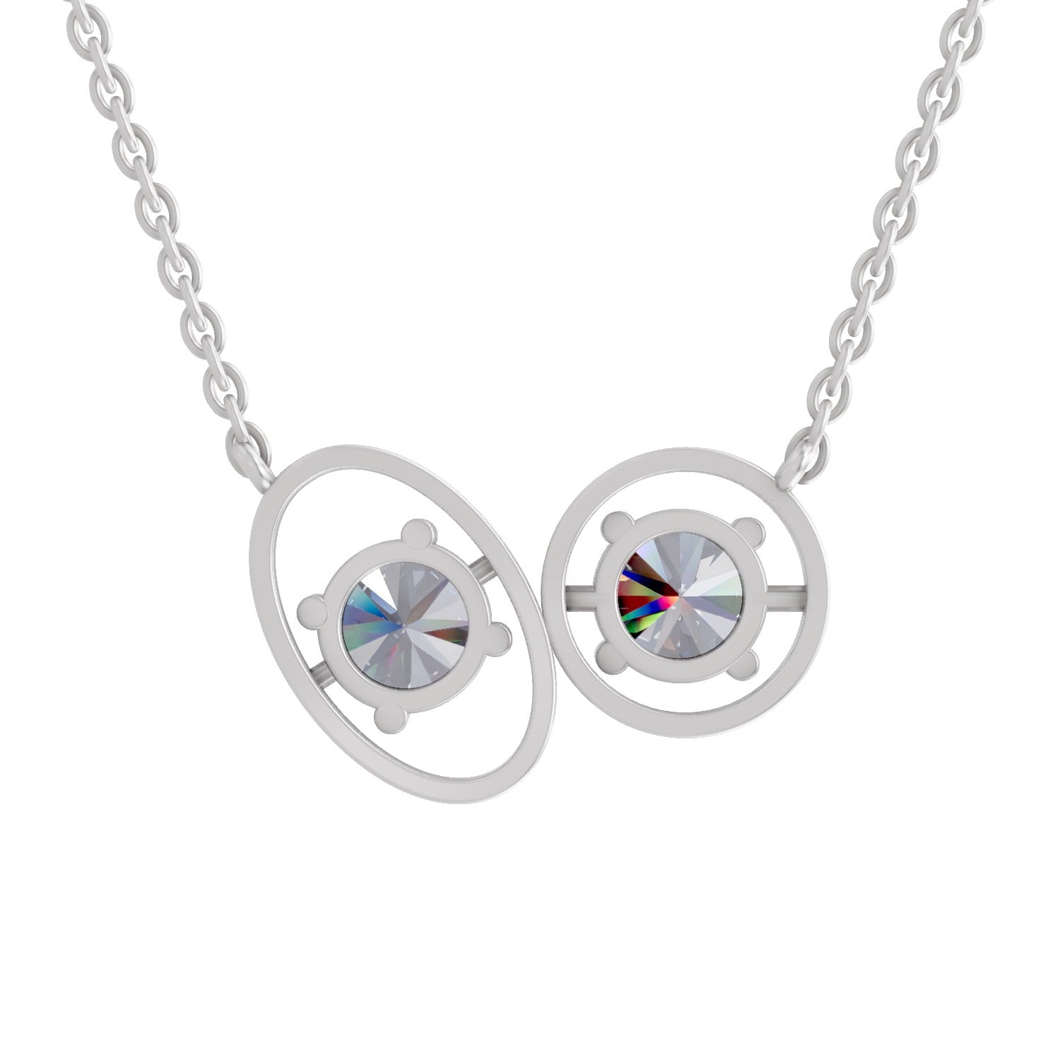 2.5 Carat Eternal Duo Diamond Pendant Necklace 14K - White Gold