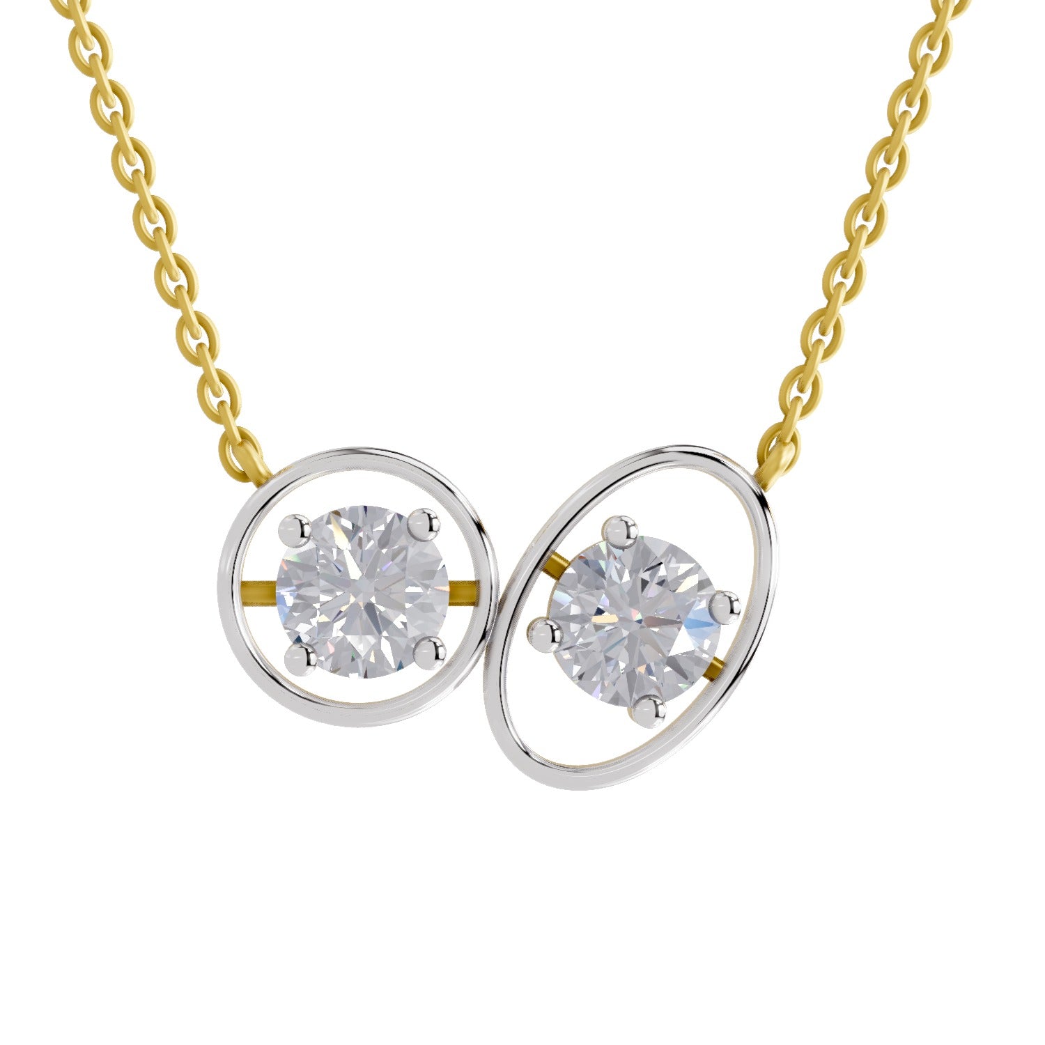 2.5 Carat Eternal Duo Diamond Pendant Necklace 14K