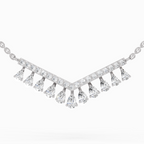 1.57 Carat Pear V Bar Fashion Necklace 14K - White Gold