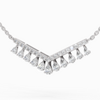 1.57 Carat Pear V Bar Fashion Necklace 14K - White Gold