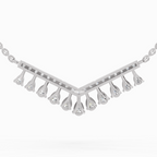 1.57 Carat Pear V Bar Fashion Necklace 14K - White Gold