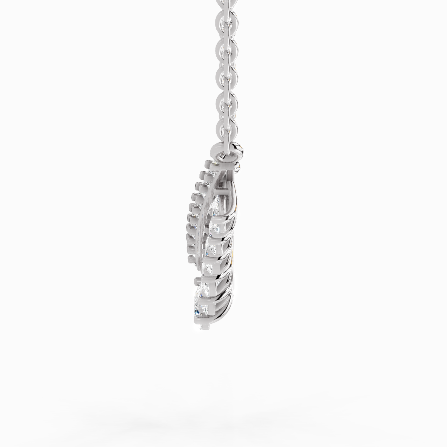 1.57 Carat Pear V Bar Fashion Necklace 14K - White Gold