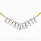 1.57 Carat Pear V Bar Fashion Necklace 14K
