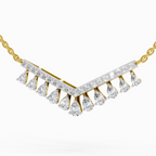 1.57 Carat Pear V Bar Fashion Necklace 14K