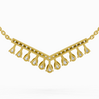 1.57 Carat Pear V Bar Fashion Necklace 14K