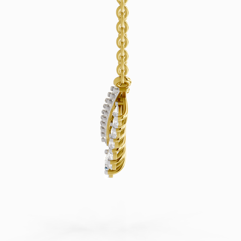 1.57 Carat Pear V Bar Fashion Necklace 14K