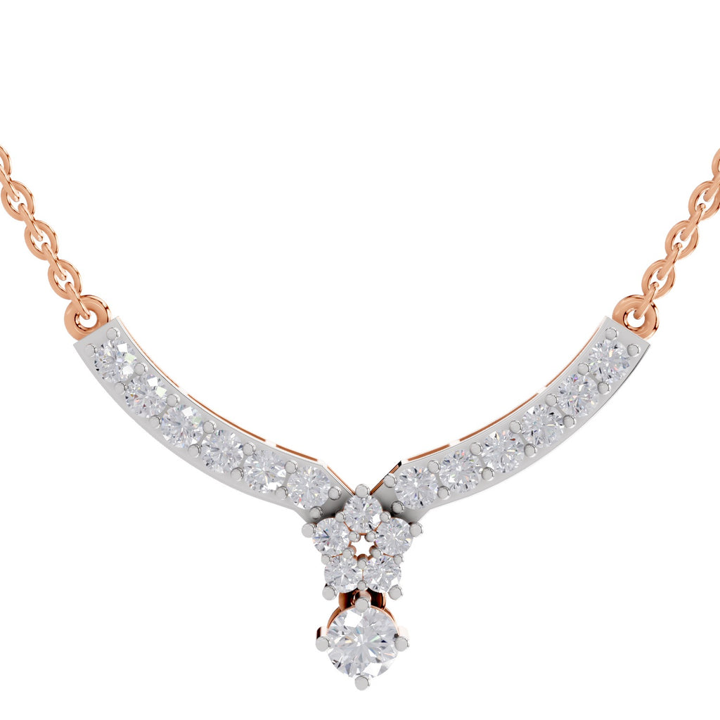 1.22 Carat Diamond Necklace with Cluster Drop 14K - Rose Gold
