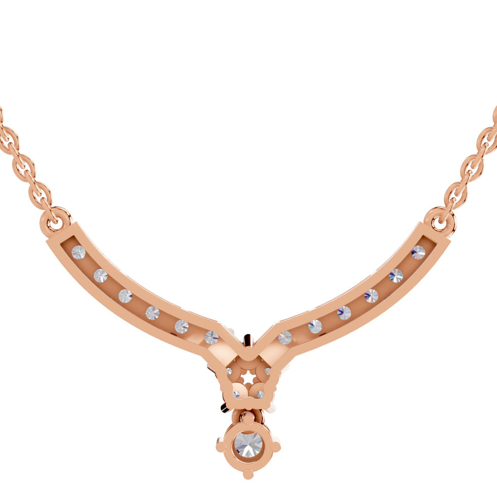 1.22 Carat Diamond Necklace with Cluster Drop 14K - Rose Gold