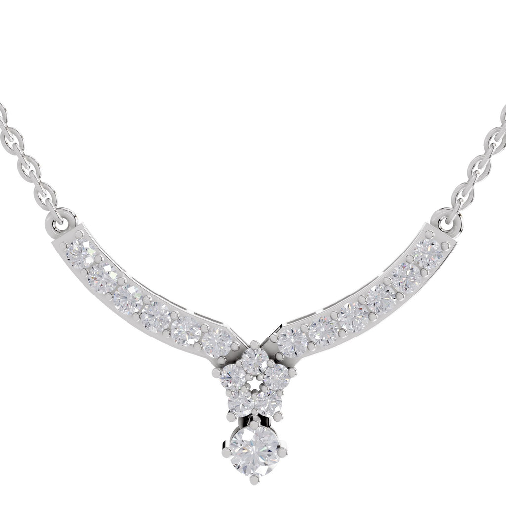 1.22 Carat Diamond Necklace with Cluster Drop 14K - White Gold