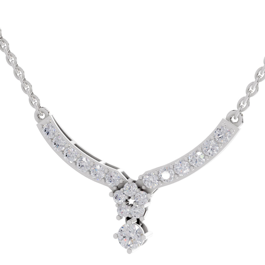 1.22 Carat Diamond Necklace with Cluster Drop 14K - White Gold