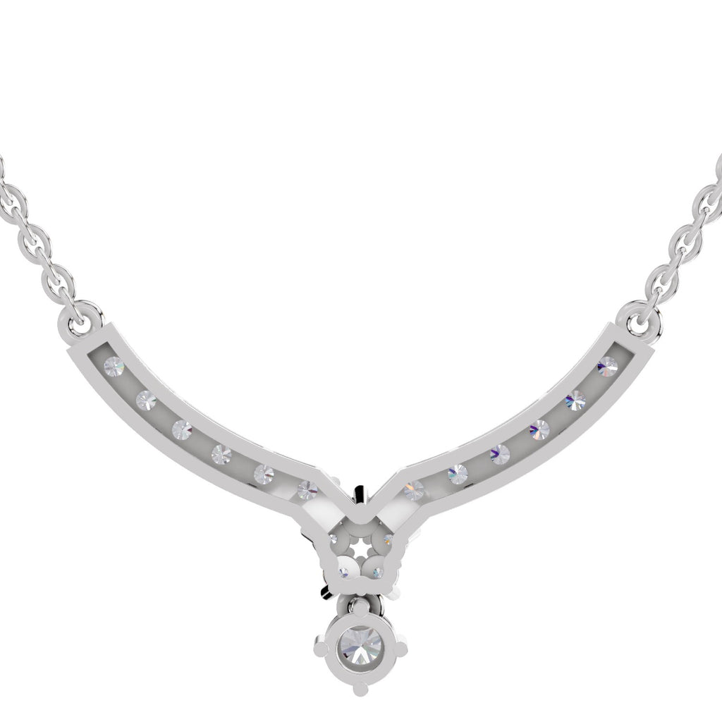 1.22 Carat Diamond Necklace with Cluster Drop 14K - White Gold