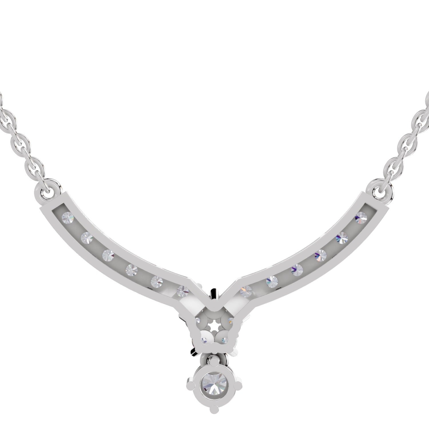 1.22 Carat Diamond Necklace with Cluster Drop 14K - White Gold