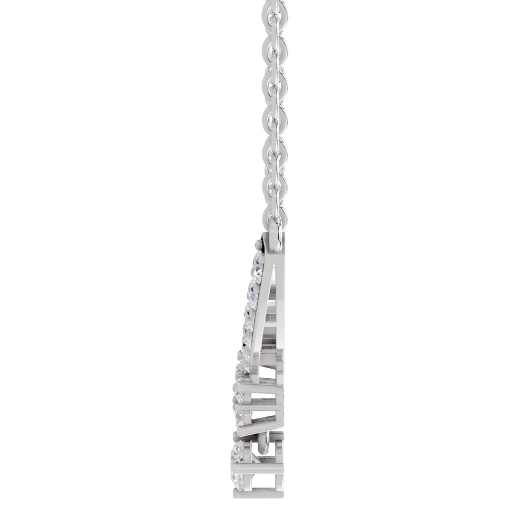 1.22 Carat Diamond Necklace with Cluster Drop 14K - White Gold