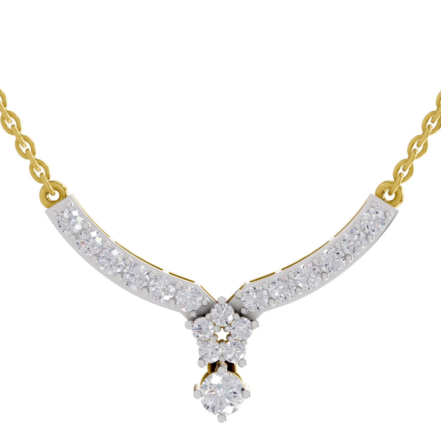 1.22 Carat Diamond Necklace with Cluster Drop 14K