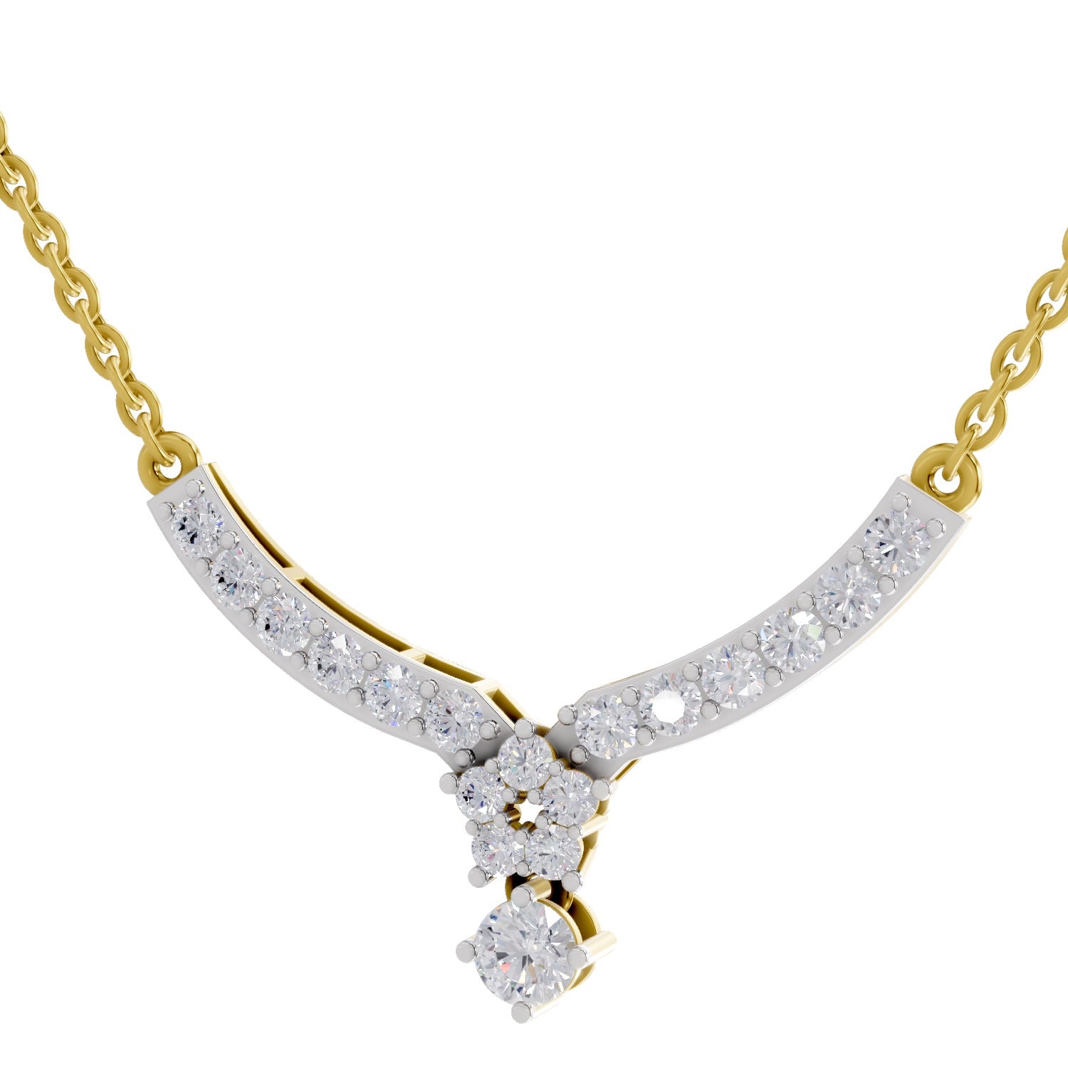 1.22 Carat Diamond Necklace with Cluster Drop 14K