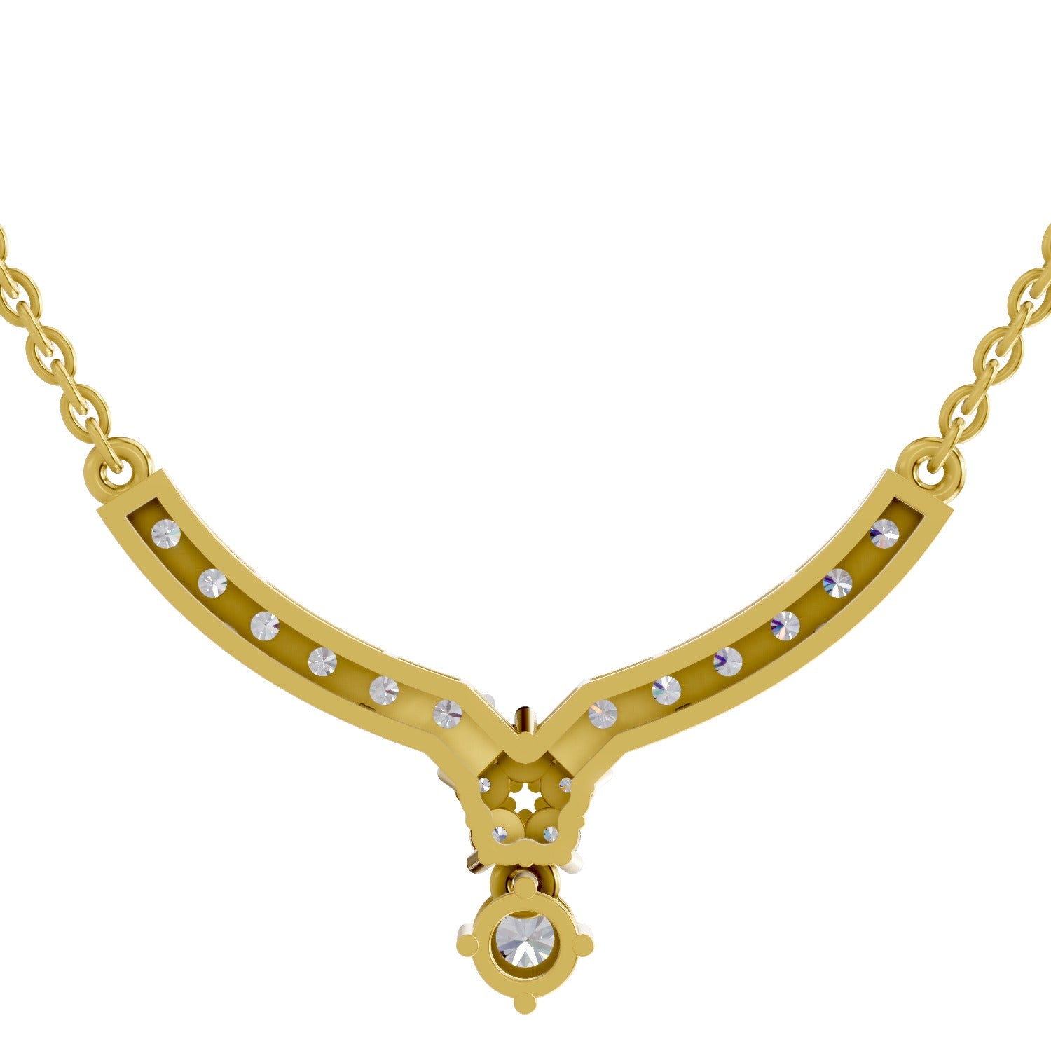 1.22 Carat Diamond Necklace with Cluster Drop 14K