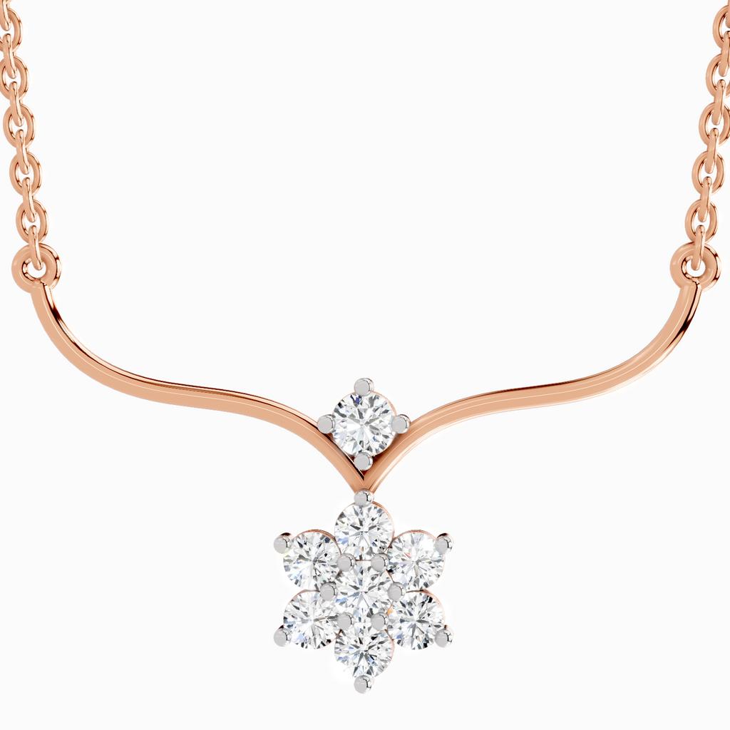 0.84 Carat Floral Pendant Necklace 14K - Rose Gold