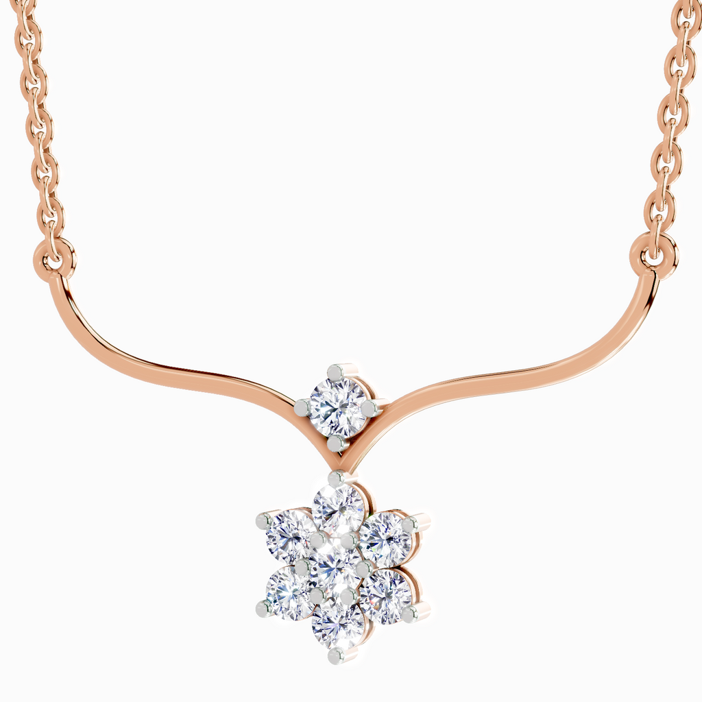 0.84 Carat Floral Pendant Necklace 14K - Rose Gold