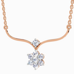 0.84 Carat Floral Pendant Necklace 14K - Rose Gold