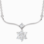 0.84 Carat Floral Pendant Necklace 14K - White Gold
