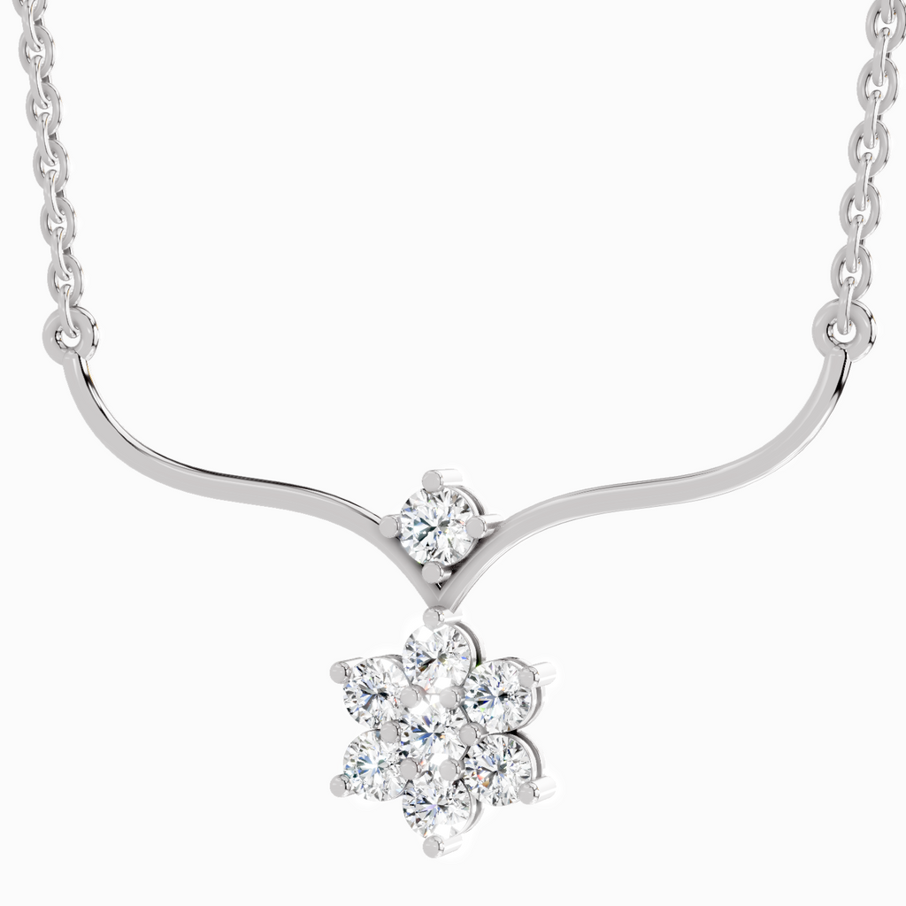 0.84 Carat Floral Pendant Necklace 14K - White Gold