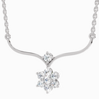 0.84 Carat Floral Pendant Necklace 14K - White Gold