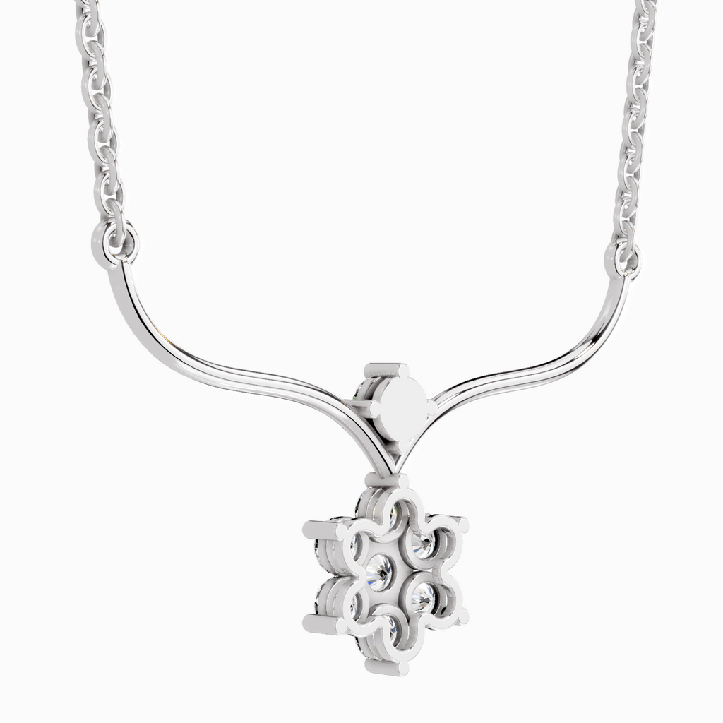 0.84 Carat Floral Pendant Necklace 14K - White Gold