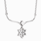 0.84 Carat Floral Pendant Necklace 14K - White Gold