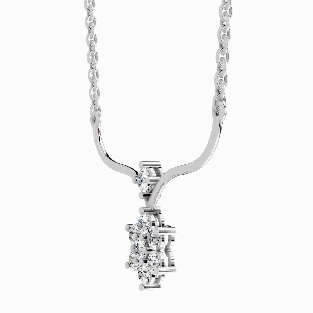 0.84 Carat Floral Pendant Necklace 14K - White Gold