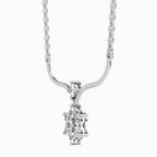 0.84 Carat Floral Pendant Necklace 14K - White Gold