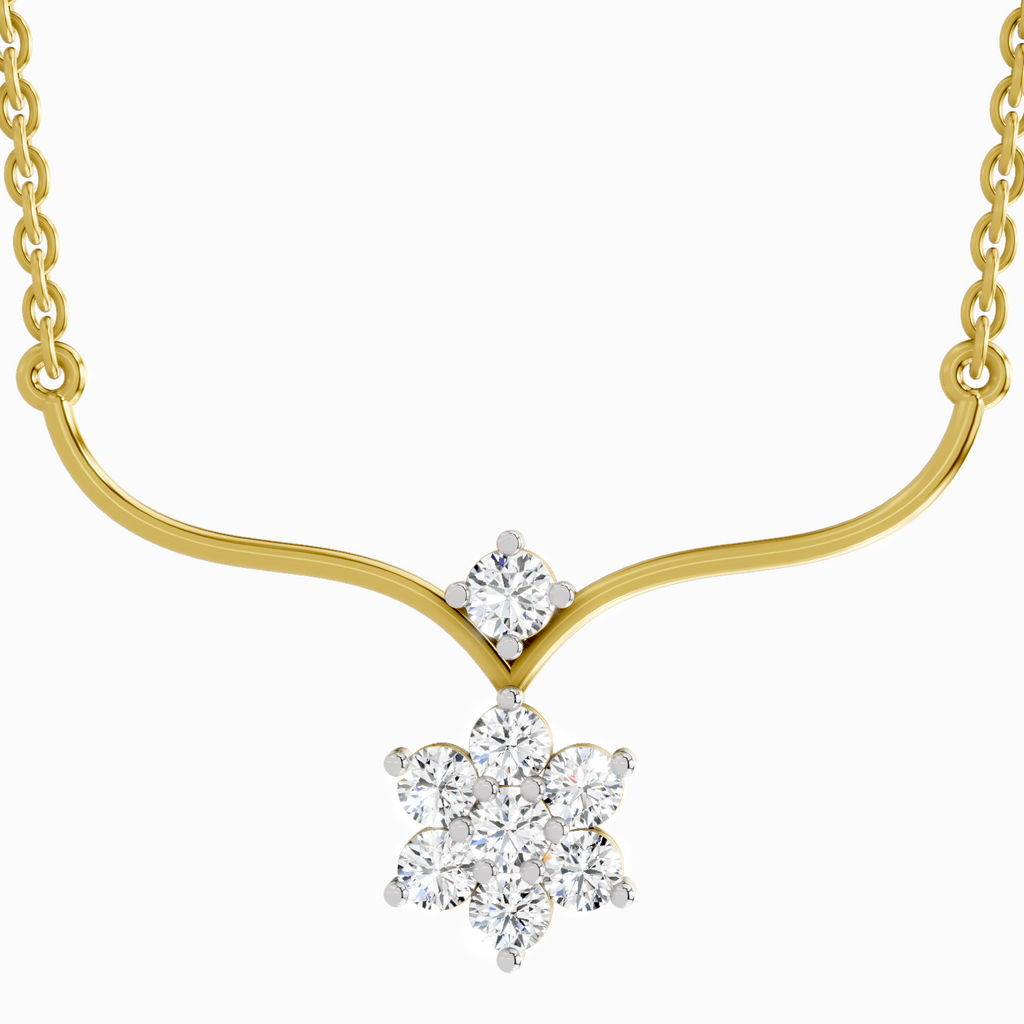 0.84 Carat Floral Pendant Necklace 14K