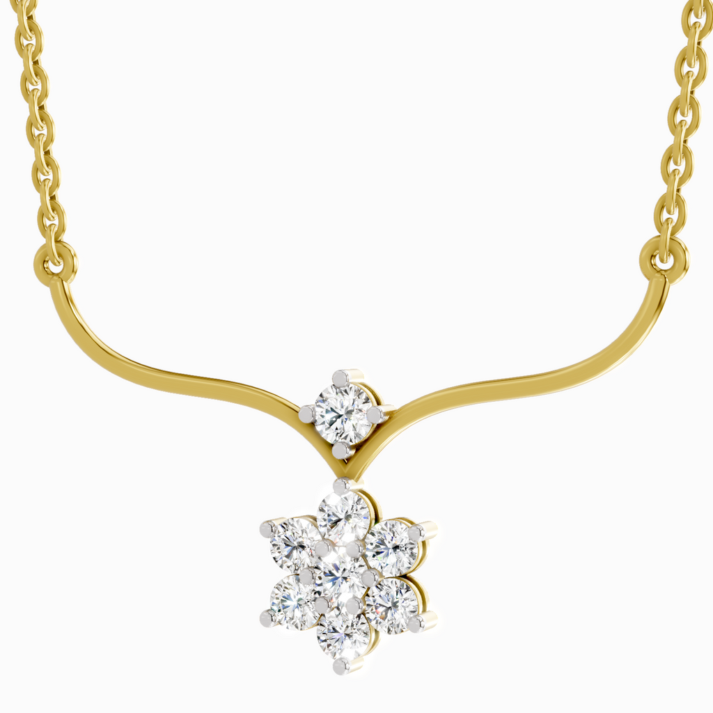 0.84 Carat Floral Pendant Necklace 14K