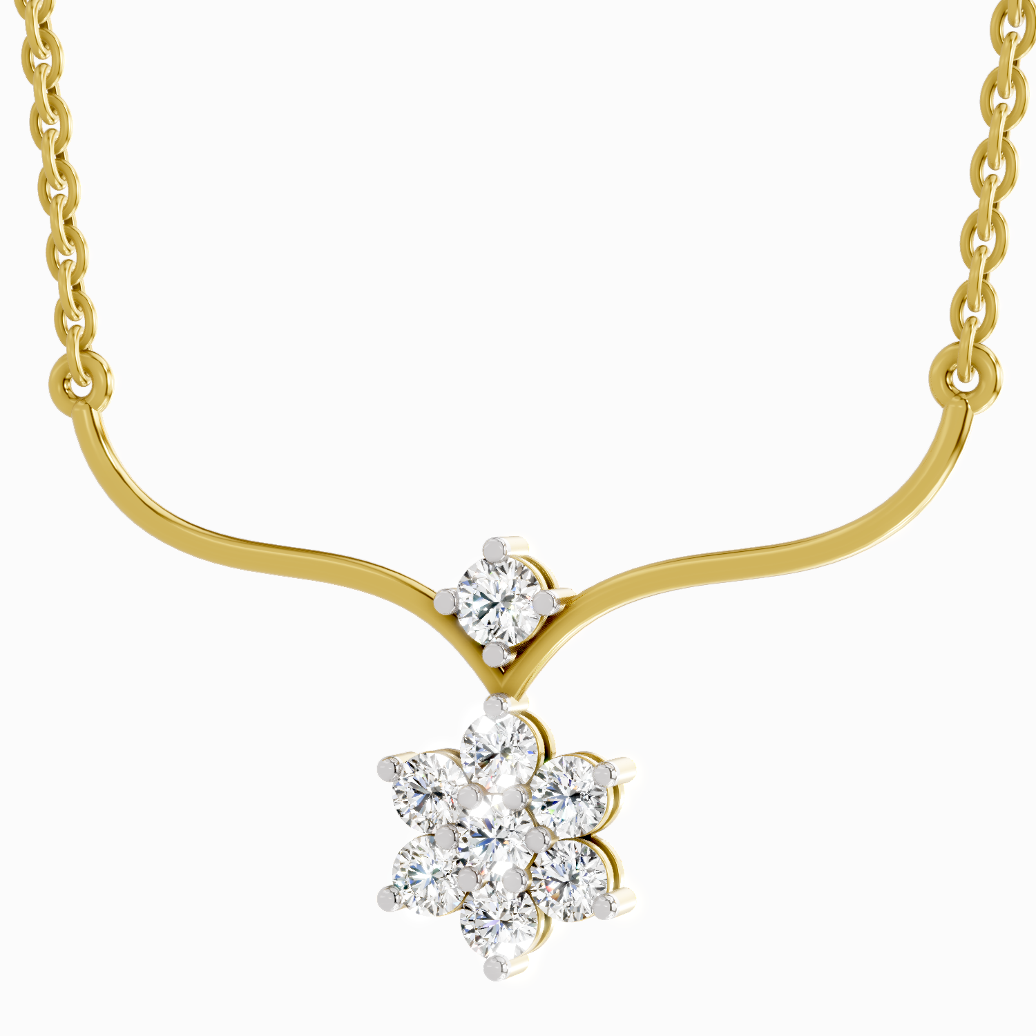 0.84 Carat Floral Pendant Necklace 14K