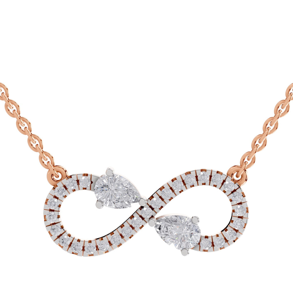 0.98 Carat Pear Shape Infinity Diamond Necklace 14K - Rose Gold