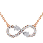 0.98 Carat Pear Shape Infinity Diamond Necklace 14K - Rose Gold
