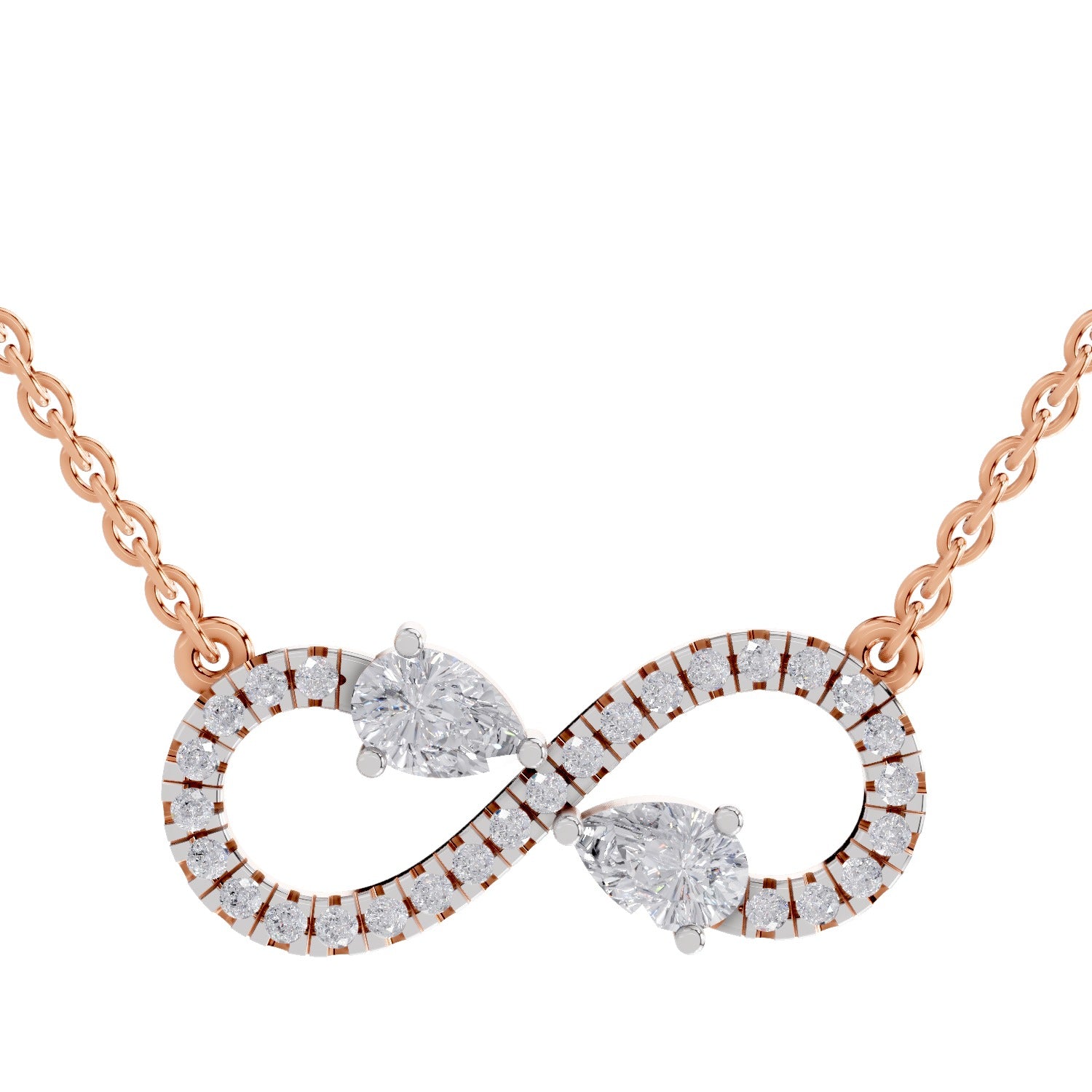 0.98 Carat Pear Shape Infinity Diamond Necklace 14K - Rose Gold