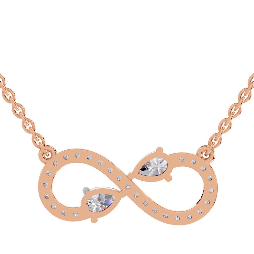 0.98 Carat Pear Shape Infinity Diamond Necklace 14K - Rose Gold