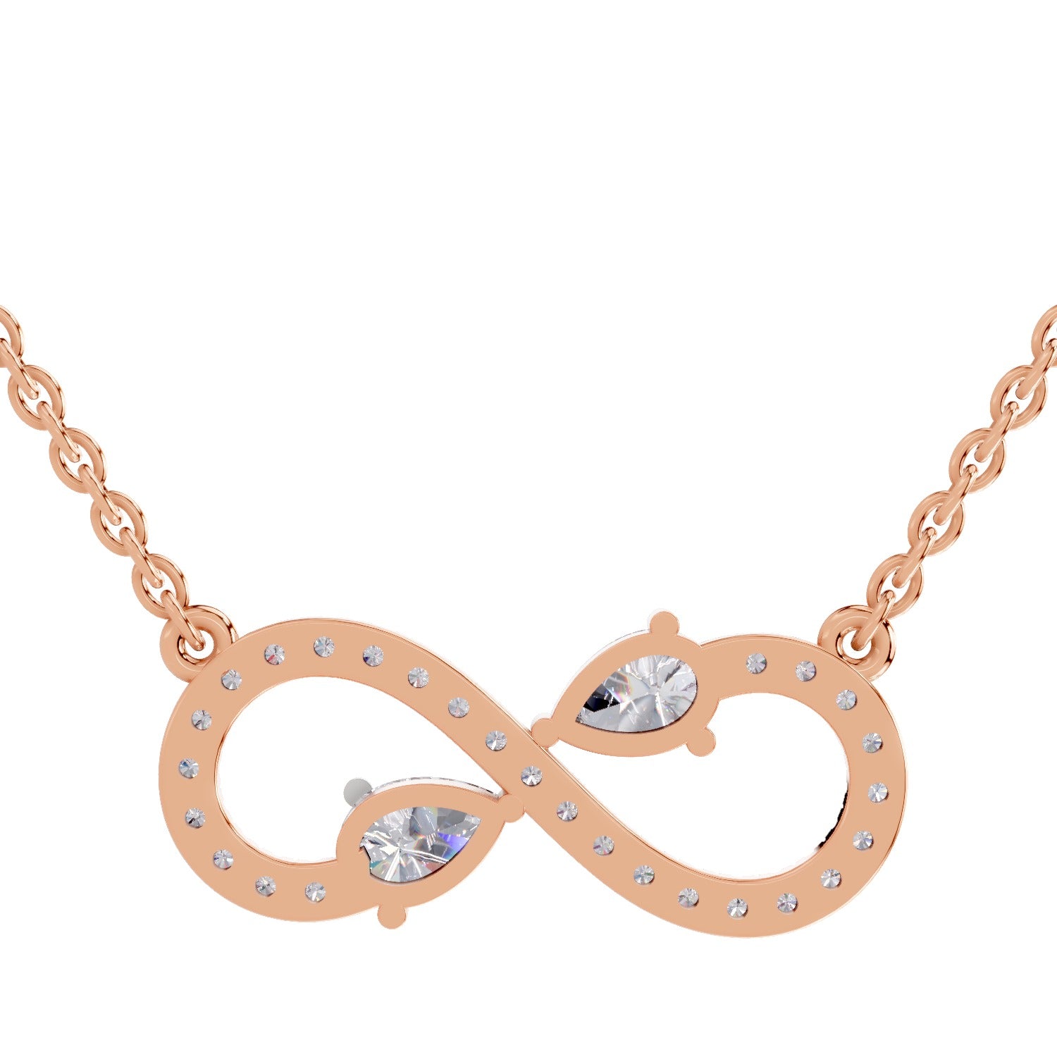 0.98 Carat Pear Shape Infinity Diamond Necklace 14K - Rose Gold