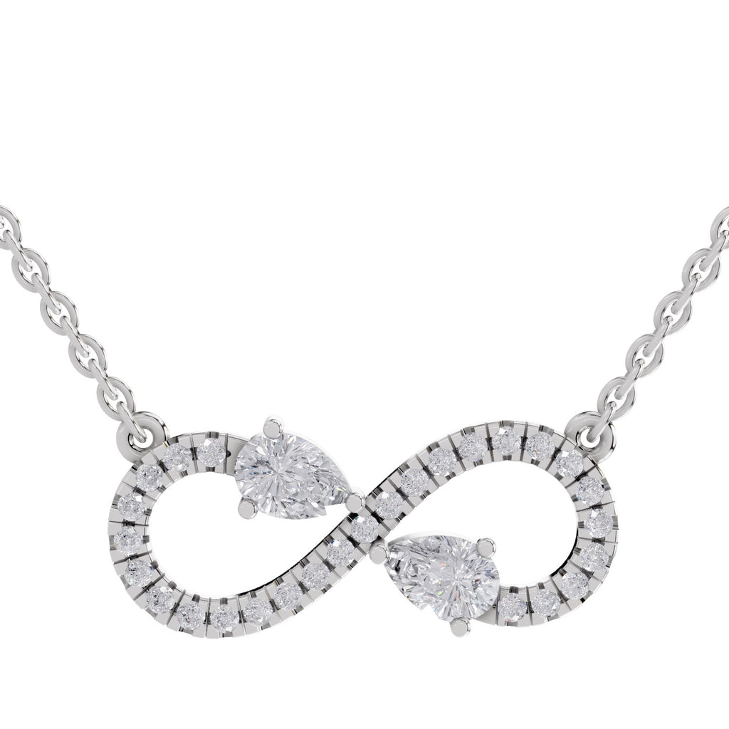 0.98 Carat Pear Shape Infinity Diamond Necklace 14K - White Gold