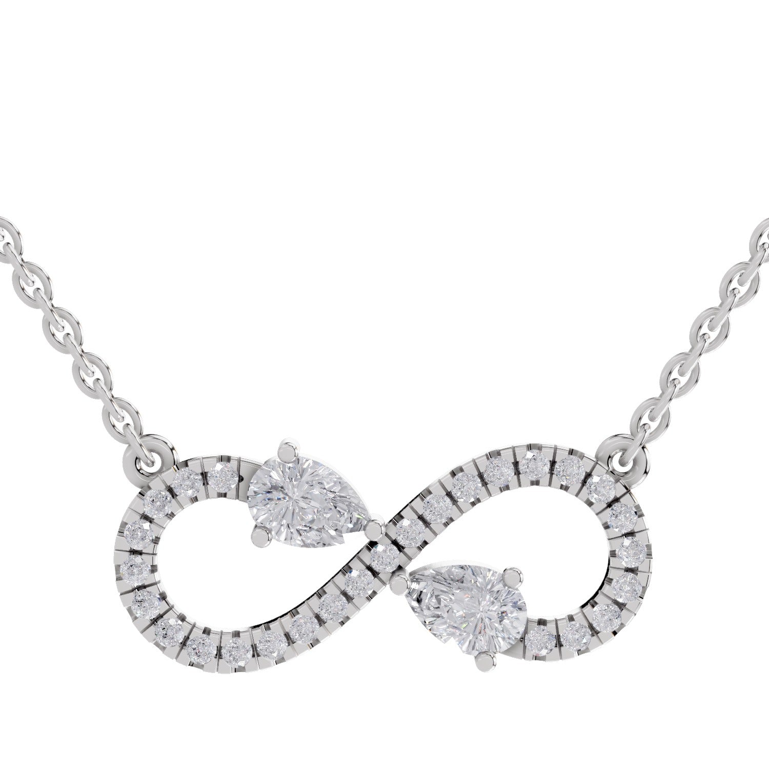 0.98 Carat Pear Shape Infinity Diamond Necklace 14K - White Gold