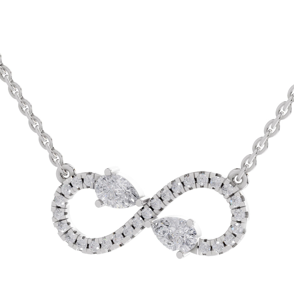 0.98 Carat Pear Shape Infinity Diamond Necklace 14K - White Gold