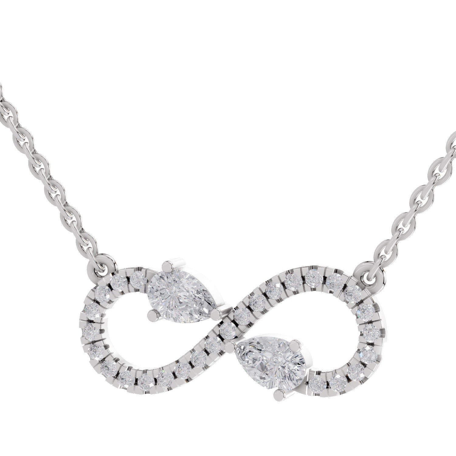 0.98 Carat Pear Shape Infinity Diamond Necklace 14K - White Gold