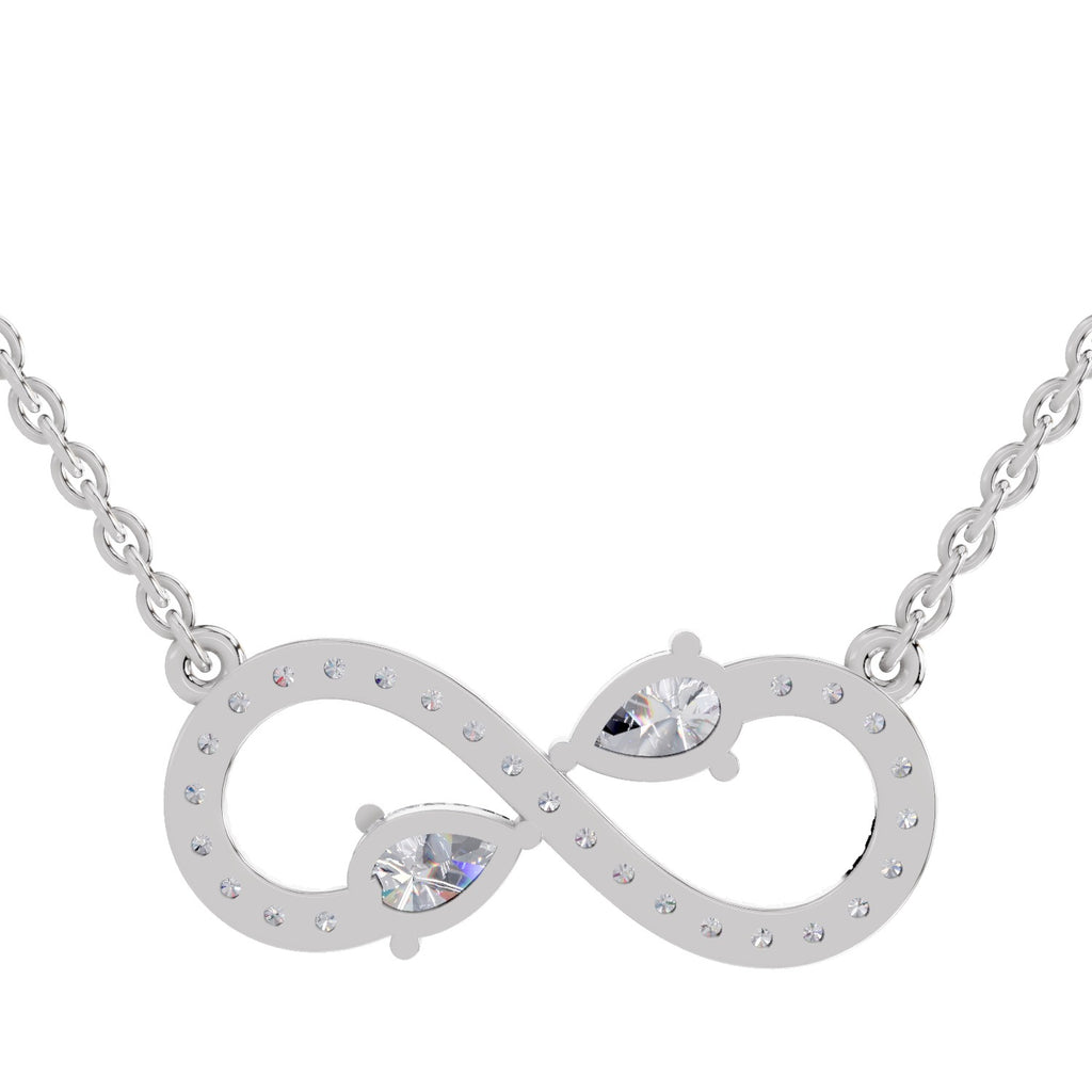 0.98 Carat Pear Shape Infinity Diamond Necklace 14K - White Gold