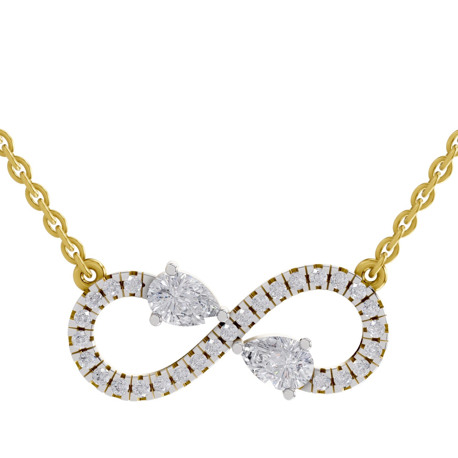 0.98 Carat Pear Shape Infinity Diamond Necklace 14K