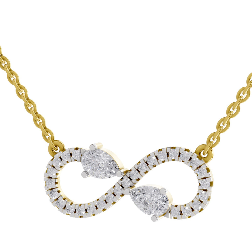 0.98 Carat Pear Shape Infinity Diamond Necklace 14K